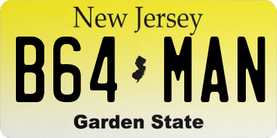 NJ license plate B64MAN