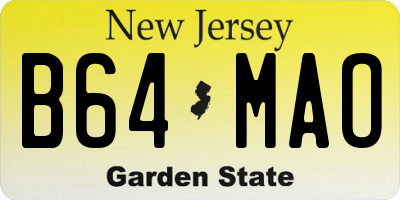 NJ license plate B64MAO