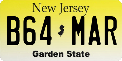 NJ license plate B64MAR
