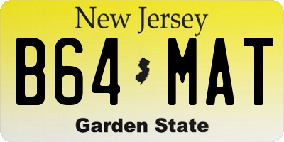 NJ license plate B64MAT