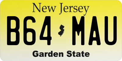 NJ license plate B64MAU