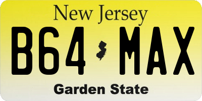 NJ license plate B64MAX