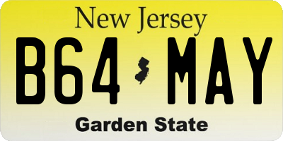 NJ license plate B64MAY