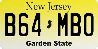 NJ license plate B64MBO