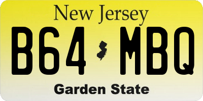 NJ license plate B64MBQ