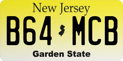 NJ license plate B64MCB