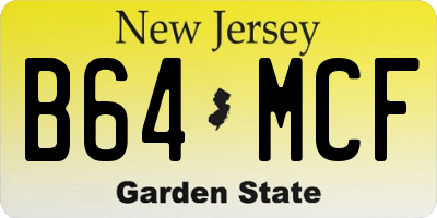 NJ license plate B64MCF