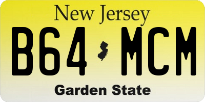 NJ license plate B64MCM