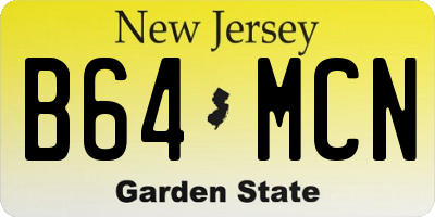 NJ license plate B64MCN