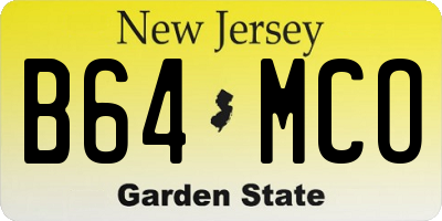NJ license plate B64MCO