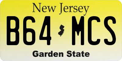 NJ license plate B64MCS