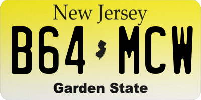 NJ license plate B64MCW