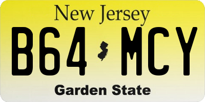 NJ license plate B64MCY