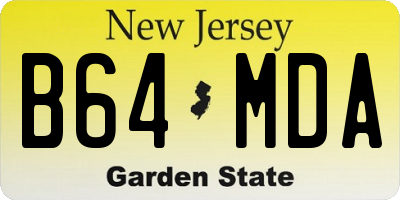 NJ license plate B64MDA