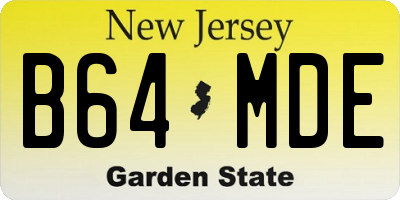NJ license plate B64MDE