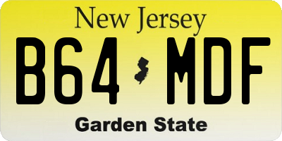 NJ license plate B64MDF