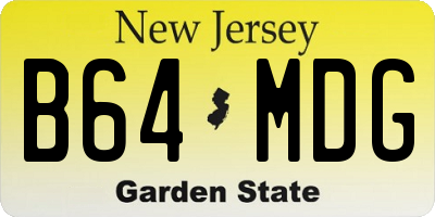 NJ license plate B64MDG