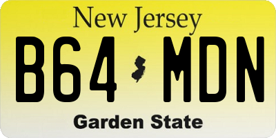 NJ license plate B64MDN