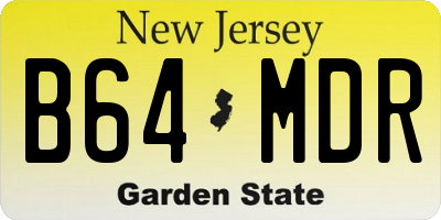 NJ license plate B64MDR