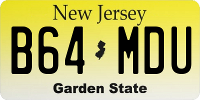 NJ license plate B64MDU