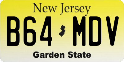 NJ license plate B64MDV