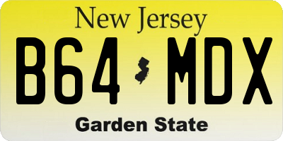 NJ license plate B64MDX