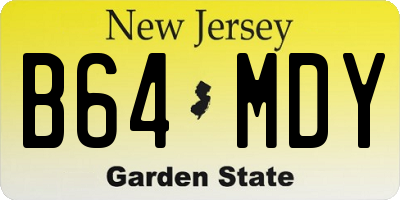 NJ license plate B64MDY