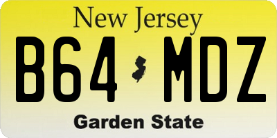 NJ license plate B64MDZ