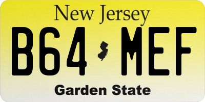 NJ license plate B64MEF