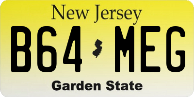 NJ license plate B64MEG