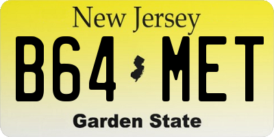 NJ license plate B64MET