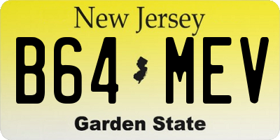 NJ license plate B64MEV