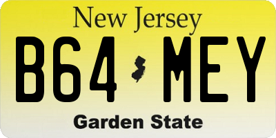 NJ license plate B64MEY