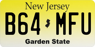 NJ license plate B64MFU