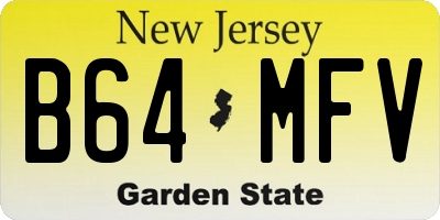 NJ license plate B64MFV