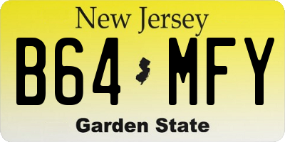 NJ license plate B64MFY