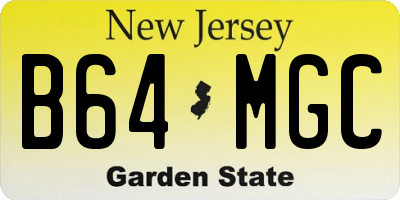 NJ license plate B64MGC