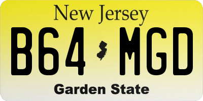 NJ license plate B64MGD