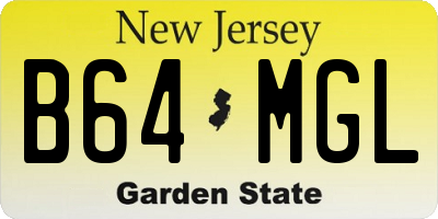 NJ license plate B64MGL