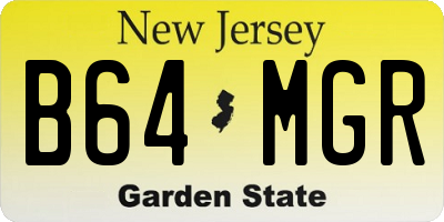NJ license plate B64MGR