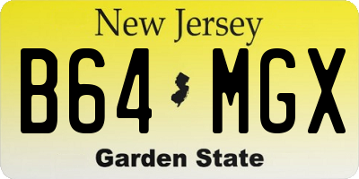 NJ license plate B64MGX