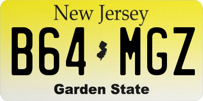 NJ license plate B64MGZ