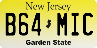 NJ license plate B64MIC