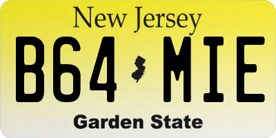 NJ license plate B64MIE