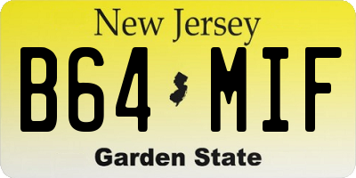 NJ license plate B64MIF