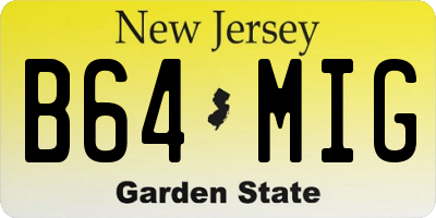 NJ license plate B64MIG