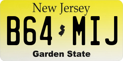 NJ license plate B64MIJ