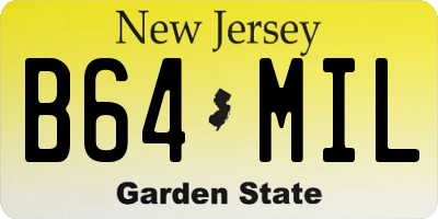NJ license plate B64MIL