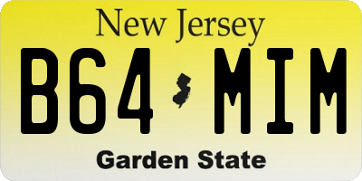 NJ license plate B64MIM