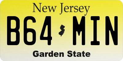 NJ license plate B64MIN